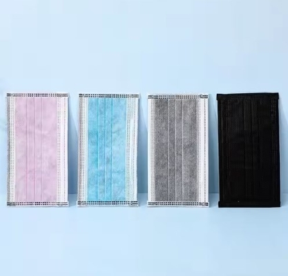 Disposable Non Woven Lab 4ply Active Carbon Charcoal Filter Black Face Mask With Earloop